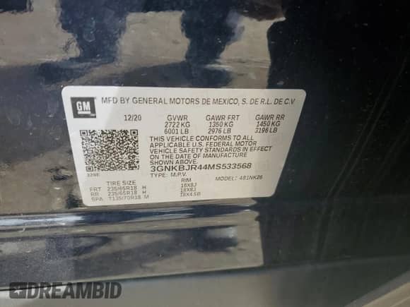 2021 Chevrolet Blazer LT z VIN 3GNKBJR44MS533568, wystawiony jako Copart lot #74927554 z przebiegiem 47 873 mil mil oraz Nie do naprawy • Non repairable. Historia ofert i sprzedaży dostępna na DreamBid. Obrazek 12.