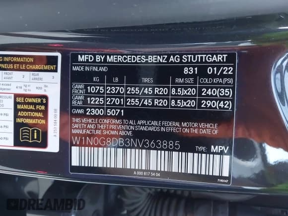 ✅ 2022 Mercedes-Benz GLC 300 • VIN: W1N0G8DB3NV363885 • Lot: 43619433. Listed on IAAI with 46,602 mi. Free auction sales archive from the USA and detailed vehicle history report at DreamBid. Image 9.