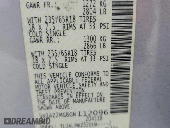 ✅ 2016 Nissan Murano S • VIN: 5N1AZ2MG8GN112096 • Лот: 91568155. Опубликован ранее на Copart с пробегом 135 525 миль. Бесплатный доступ к архиву аукционных продаж из США и подробный отчёт об истории автомобиля на DreamBid. Изображение 12.