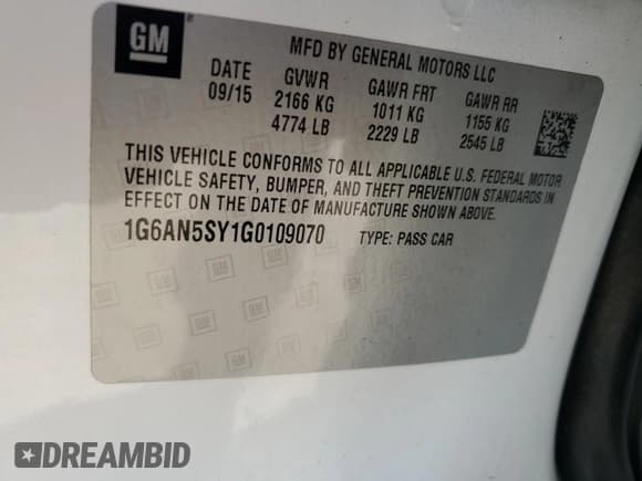 ✅ 2016 Cadillac ATS-V • VIN: 1G6AN5SY1G0109070 • Lot: 85371905. Listed on Copart with 84,234 mi. Free auction sales archive from the USA and detailed vehicle history report at DreamBid. Image 13.