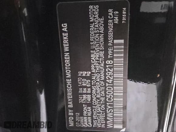 ✅ 2013 MINI Roadster • VIN: WMWSY1C50DT429218 • Lot: 53972555. Listed on Copart with 196,233 mi. Free auction sales archive from the USA and detailed vehicle history report at DreamBid. Image 12.