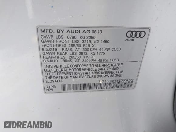 ✅ 2014 Audi Q7 Premium Plus • VIN: WA1LGAFE8ED004177 • Лот: 42757437. Опубликован ранее на IAAI с пробегом 183 830 миль. Бесплатный доступ к архиву аукционных продаж из США и подробный отчёт об истории автомобиля на DreamBid. Изображение 9.