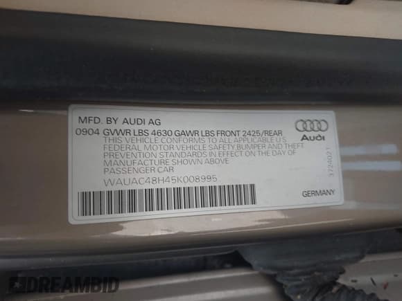 ✅ 2005 Audi A4 1.8T • VIN: WAUAC48H45K008995 • Lot: 42947928. Wystawiony na IAAI z przebiegiem 129 217 mil. Bezpłatny archiwum sprzedaży aukcyjnych z USA i szczegółowy raport historii pojazdu na DreamBid. Zdjęcie 9.