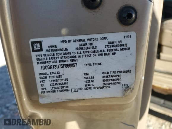 ✅ 2005 Chevrolet Silverado 1500HD LS • VIN: 1GCGK13U75F860057 • Лот: 73538504. Опубликован ранее на Copart с пробегом 135 742 миль. Бесплатный доступ к архиву аукционных продаж из США и подробный отчёт об истории автомобиля на DreamBid. Изображение 12.