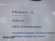 ✅ 2021 Tesla Model 3 Standard Range Plus • VIN: 5YJ3E1EA1MF094693 • Lot: 42083700. Wystawiony na IAAI z przebiegiem 79 222 mil. Bezpłatny archiwum sprzedaży aukcyjnych z USA i szczegółowy raport historii pojazdu na DreamBid. Zdjęcie 16.