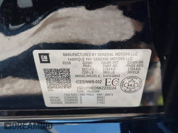 2019 Chevrolet Silverado 1500 High Country с VIN 1GCUYHED5KZ231124, выставлен на аукционе IAAI как лот 42491086 с пробегом 96 124 миль миль и . История ставок и продаж доступна на DreamBid. Изображение 9.