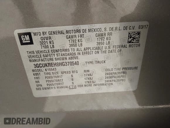 ✅ 2017 Chevrolet Silverado 1500 LT • VIN: 3GCUKREH8HG370540 • Лот: 42763496. Опубликован ранее на IAAI с пробегом 181 382 миль. Бесплатный доступ к архиву аукционных продаж из США и подробный отчёт об истории автомобиля на DreamBid. Изображение 9.