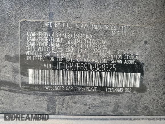 ✅ 2013 Subaru WRX WRX Premium • VIN: JF1GR7E69DG888325 • Lot: 92465335. Wystawiony na Copart z przebiegiem 94 144 mil. Bezpłatny archiwum sprzedaży aukcyjnych z USA i szczegółowy raport historii pojazdu na DreamBid. Zdjęcie 13.