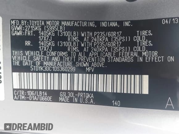 ✅ 2013 Toyota Sienna XLE AAS • VIN: 5TDYK3DC1DS360299 • Лот: 42696792. Опубликован ранее на IAAI с пробегом 186 676 миль. Бесплатный доступ к архиву аукционных продаж из США и подробный отчёт об истории автомобиля на DreamBid. Изображение 9.