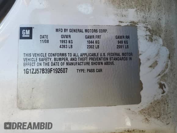 2009 Chevrolet Malibu 2LT z VIN 1G1ZJ57B39F192607, wystawiony jako Copart lot #68292484 z przebiegiem 170 521 mil mil oraz Szkoda całkowita • Salvage title. Historia ofert i sprzedaży dostępna na DreamBid. Obrazek 14.