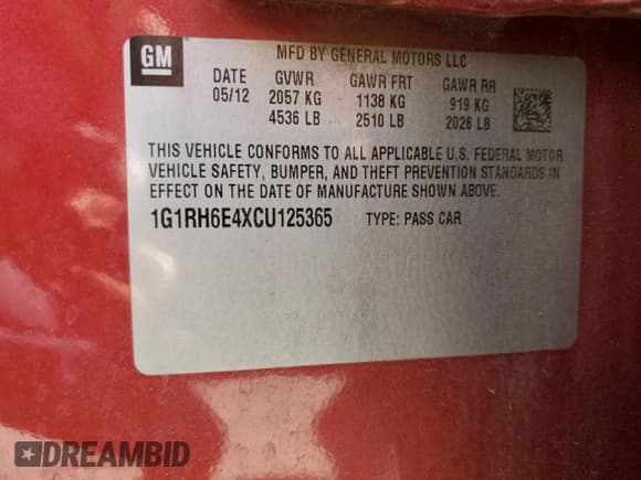 ✅ 2012 Chevrolet Volt • VIN: 1G1RH6E4XCU125365 • Lot: 78086944. Wystawiony na Copart z przebiegiem 147 312 mil. Bezpłatny archiwum sprzedaży aukcyjnych z USA i szczegółowy raport historii pojazdu na DreamBid. Zdjęcie 13.