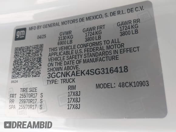 ✅ 2025 Chevrolet Silverado 1500 Work Truck • VIN: 3GCNKAEK4SG316418 • Lot: 43317642. Wystawiony na IAAI z przebiegiem 152 mil. Bezpłatny archiwum sprzedaży aukcyjnych z USA i szczegółowy raport historii pojazdu na DreamBid. Zdjęcie 9.
