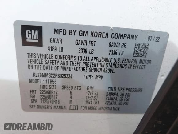 ✅ 2023 Chevrolet TrailBlazer LS • VIN: KL79MMS22PB025334 • Лот: 43361790. Опубликован ранее на IAAI с пробегом 27 024 миль. Бесплатный доступ к архиву аукционных продаж из США и подробный отчёт об истории автомобиля на DreamBid. Изображение 9.