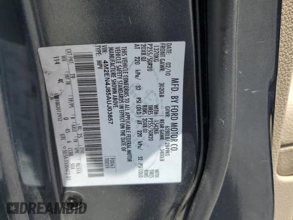 ✅ 2010 Mercury Mountaineer Premier • VIN: 4M2EN4J85AUJ03857 • Lot: 56787845. Listed on Copart with 215,256 mi. Free auction sales archive from the USA and detailed vehicle history report at DreamBid. Image 13.