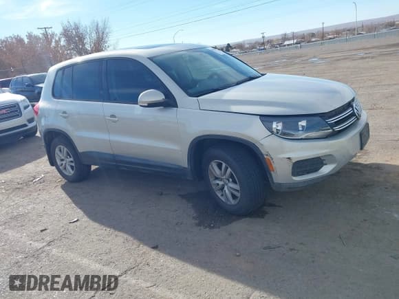 ✅ 2013 Volkswagen Tiguan S • VIN: WVGAV7AX3DW548857 • Lot: 43898093. Listed on IAAI with 122,204 mi. Free auction sales archive from the USA and detailed vehicle history report at DreamBid. Image 1.