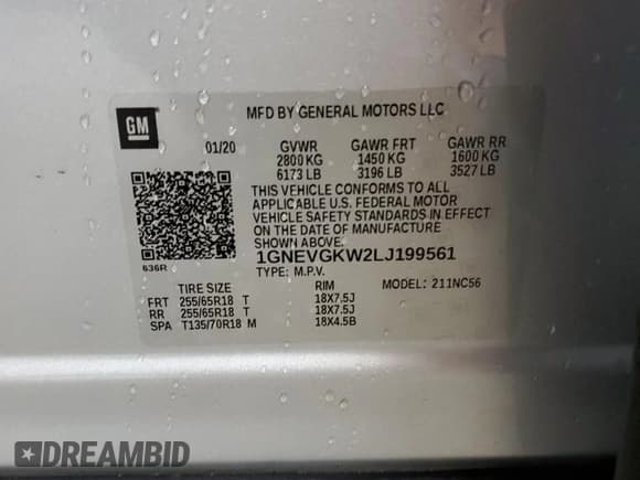 ✅ 2020 Chevrolet Traverse LT Cloth • VIN: 1GNEVGKW2LJ199561 • Lot: 66711394. Wystawiony na Copart z przebiegiem Nie podano. Bezpłatny archiwum sprzedaży aukcyjnych z USA i szczegółowy raport historii pojazdu na DreamBid. Zdjęcie 13.
