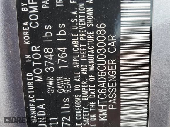 ✅ 2012 Hyundai Veloster w/Gray Int • VIN: KMHTC6AD6CU030086 • Lot: 85565465. Wystawiony na Copart z przebiegiem 134 195 mil. Bezpłatny archiwum sprzedaży aukcyjnych z USA i szczegółowy raport historii pojazdu na DreamBid. Zdjęcie 12.