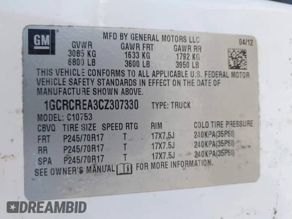 2012 Chevrolet Silverado 1500 LS z VIN 1GCRCREA3CZ307330, wystawiony jako IAAI lot #43374623 z przebiegiem 385 367 mil mil oraz . Historia ofert i sprzedaży dostępna na DreamBid. Obrazek 9.