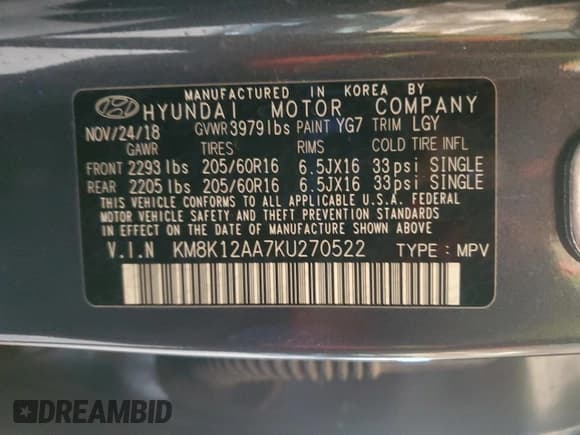 ✅ 2019 Hyundai Kona SE • VIN: KM8K12AA7KU270522 • Лот: 90756495. Опубликован ранее на Copart с пробегом 76 151 миль. Бесплатный доступ к архиву аукционных продаж из США и подробный отчёт об истории автомобиля на DreamBid. Изображение 12.