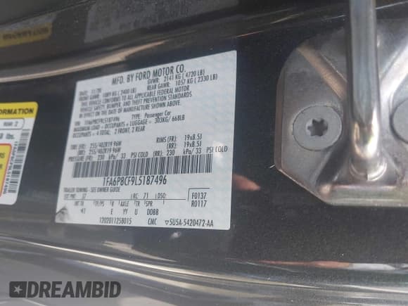 ✅ 2020 Ford Mustang GT • VIN: 1FA6P8CF9L5187496 • Lot: 42478758. Wystawiony na IAAI z przebiegiem 20 835 mil. Bezpłatny archiwum sprzedaży aukcyjnych z USA i szczegółowy raport historii pojazdu na DreamBid. Zdjęcie 9.