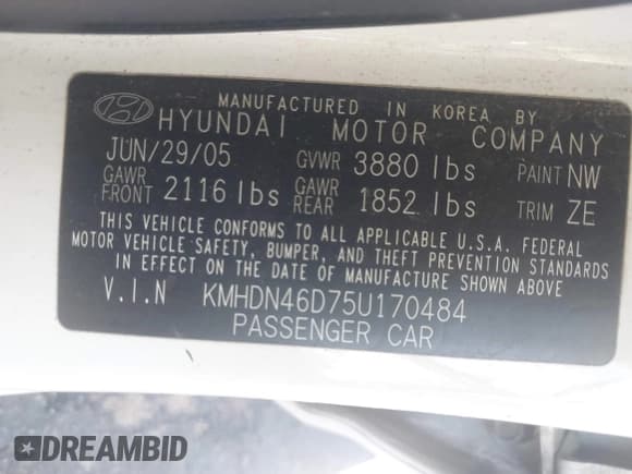 ✅ 2005 Hyundai Elantra GLS • VIN: KMHDN46D75U170484 • Lot: 41750031. Wystawiony na IAAI z przebiegiem 149 916 mil. Bezpłatny archiwum sprzedaży aukcyjnych z USA i szczegółowy raport historii pojazdu na DreamBid. Zdjęcie 9.