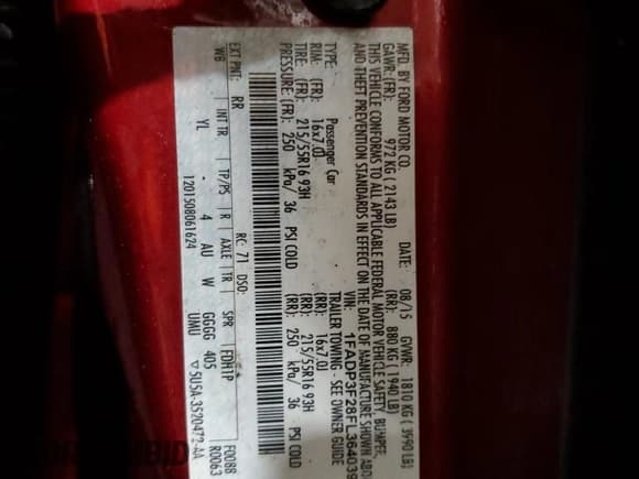 ✅ 2015 Ford Focus SE • VIN: 1FADP3F28FL364039 • Lot: 57174725. Listed on Copart with 88,098 mi. Free auction sales archive from the USA and detailed vehicle history report at DreamBid. Image 13.