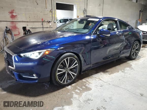 ✅ 2021 Infiniti Q60 Luxe • VIN: JN1EV7KL4MM470721 • Lot: 46048405. Listed on Copart with 17,525 mi. Free auction sales archive from the USA and detailed vehicle history report at DreamBid. Image 1.