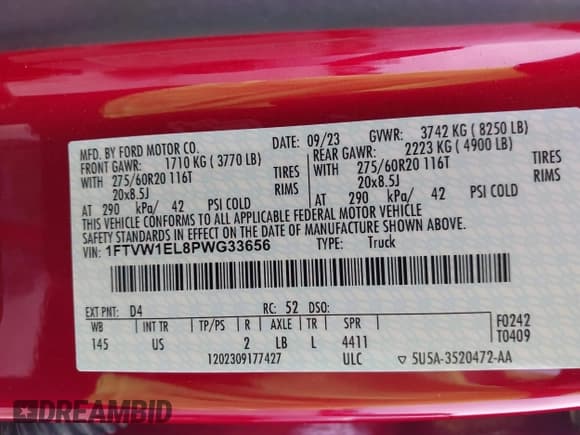 ✅ 2023 Ford F-150 Lightning Pro • VIN: 1FTVW1EL8PWG33656 • Лот: 42260659. Опубликован ранее на IAAI с пробегом 22 490 миль. Бесплатный доступ к архиву аукционных продаж из США и подробный отчёт об истории автомобиля на DreamBid. Изображение 9.