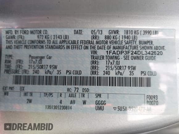✅ 2013 Ford Focus SE • VIN: 1FADP3F24DL342620 • Лот: 42395703. Опубликован ранее на IAAI с пробегом 173 481 миль. Бесплатный доступ к архиву аукционных продаж из США и подробный отчёт об истории автомобиля на DreamBid. Изображение 9.