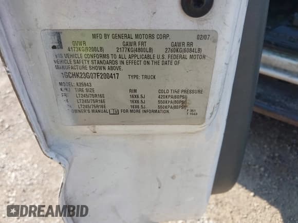 ✅ 2007 Chevrolet Silverado 2500HD LT3 • VIN: 1GCHK23G07F200417 • Лот: 42903869. Опубликован ранее на IAAI с пробегом Не указан. Бесплатный доступ к архиву аукционных продаж из США и подробный отчёт об истории автомобиля на DreamBid. Изображение 8.