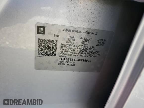 2018 Chevrolet Malibu LS with VIN 1G1ZB5ST5JF218836, listed as a Copart auction lot 86985145 with 208,830 mi miles and Salvage title. Bid and sale history available at DreamBid. Image 13.