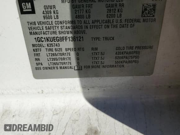 ✅ 2015 Chevrolet Silverado 2500HD Work Truck • VIN: 1GC1KUEG8FF136121 • Lot: 92112415. Listed on Copart with 298,083 mi. Free auction sales archive from the USA and detailed vehicle history report at DreamBid. Image 13.