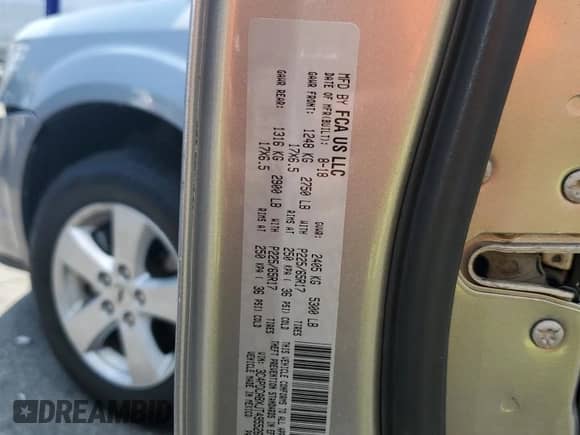 2018 Dodge Journey SE with VIN 3C4PDCABXJT495526, listed as a Copart auction lot 66272005 with 87,947 mi miles and Salvage title. Bid and sale history available at DreamBid. Image 13.