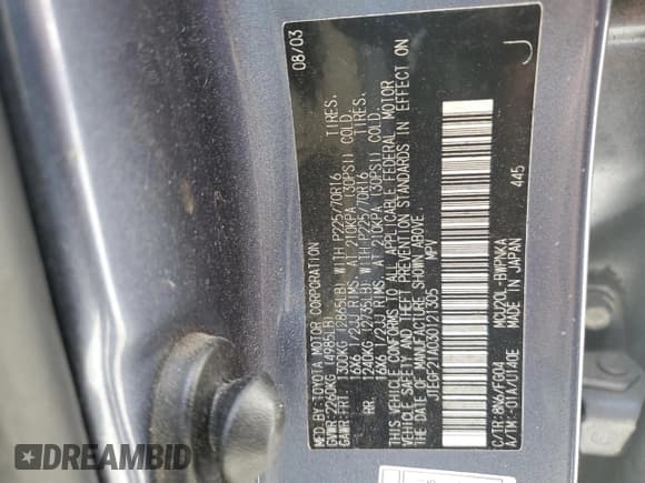 ✅ 2003 Toyota Highlander • VIN: JTEGF21A030121305 • Lot: 90042735. Wystawiony na Copart z przebiegiem Nie podano. Bezpłatny archiwum sprzedaży aukcyjnych z USA i szczegółowy raport historii pojazdu na DreamBid. Zdjęcie 13.