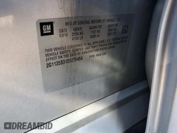 ✅ 2014 Chevrolet Impala LT • VIN: 2G1125S31E9276454 • Лот: 76940384. Опубликован ранее на Copart с пробегом 187 206 миль. Бесплатный доступ к архиву аукционных продаж из США и подробный отчёт об истории автомобиля на DreamBid. Изображение 14.