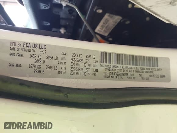 ✅ 2017 Jeep Grand Cherokee Altitude • VIN: 1C4RJFAG0HC881425 • Lot: 43674592. Listed on IAAI with 51,801 mi. Free auction sales archive from the USA and detailed vehicle history report at DreamBid. Image 9.