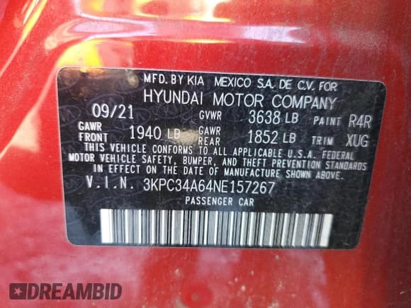 ✅ 2022 Hyundai Accent Limited • VIN: 3KPC34A64NE157267 • Лот: 84203064. Опубликован ранее на Copart с пробегом 37 075 миль. Бесплатный доступ к архиву аукционных продаж из США и подробный отчёт об истории автомобиля на DreamBid. Изображение 12.