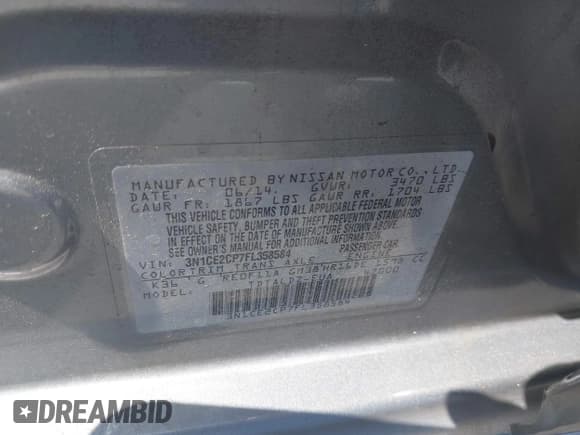 ✅ 2015 Nissan Note SR • VIN: 3N1CE2CP7FL358584 • Lot: 42698815. Listed on IAAI with 149,509 mi. Free auction sales archive from the USA and detailed vehicle history report at DreamBid. Image 9.