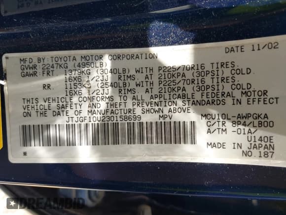 ✅ 2003 Lexus RX 300 • VIN: JTJGF10U230158699 • Lot: 42468447. Wystawiony na IAAI z przebiegiem 259 341 mil. Bezpłatny archiwum sprzedaży aukcyjnych z USA i szczegółowy raport historii pojazdu na DreamBid. Zdjęcie 9.