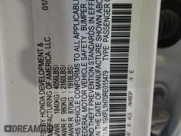 ✅ 2024 Honda Civic EX-L • VIN: 19XFL1H70RE015479 • Lot: 81668045. Listed on Copart with 1,531 mi. Free auction sales archive from the USA and detailed vehicle history report at DreamBid. Image 12.