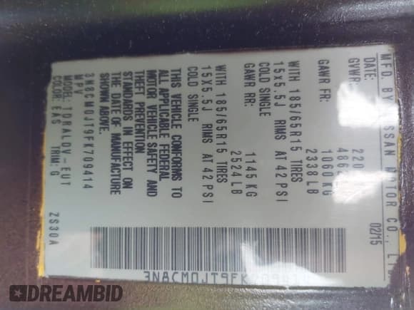 ✅ 2015 Nissan NV200 • VIN: 3N8CM0JT9FK709414 • Лот: 42735835. Опубликован ранее на IAAI с пробегом Не указан. Бесплатный доступ к архиву аукционных продаж из США и подробный отчёт об истории автомобиля на DreamBid. Изображение 9.