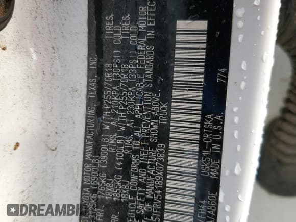 ✅ 2009 Toyota Tundra SR5 • VIN: 5TFRV54189X073839 • Лот: 84376495. Опубликован ранее на Copart с пробегом Не указан. Бесплатный доступ к архиву аукционных продаж из США и подробный отчёт об истории автомобиля на DreamBid. Изображение 13.