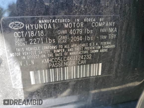 2019 Hyundai Ioniq Limited с VIN KMHC05LC4KU124232, выставлен на аукционе Copart как лот 76031494 с пробегом 112 770 миль миль и Списание • Salvage title. История ставок и продаж доступна на DreamBid. Изображение 12.