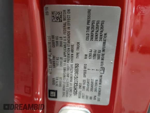 2016 Chevrolet Colorado 4WD LT z VIN 1GCHTCE37G1365763, wystawiony jako Copart lot #82458465 z przebiegiem 115 320 mil mil oraz Szkoda całkowita • Salvage title. Historia ofert i sprzedaży dostępna na DreamBid. Obrazek 12.