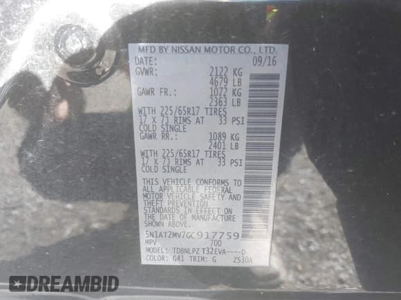 ✅ 2016 Nissan Rogue SL • VIN: 5N1AT2MV7GC917759 • Lot: 43403865. Wystawiony na IAAI z przebiegiem 119 690 mil. Bezpłatny archiwum sprzedaży aukcyjnych z USA i szczegółowy raport historii pojazdu na DreamBid. Zdjęcie 9.