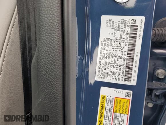 ✅ 2025 Honda Civic Sport • VIN: 2HGFE4F83SH340114 • Lot: 67769195. Listed on Copart with 2,288 mi. Free auction sales archive from the USA and detailed vehicle history report at DreamBid. Image 12.