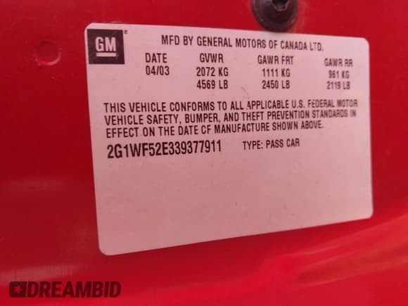 ✅ 2003 Chevrolet Impala • VIN: 2G1WF52E339377911 • Лот: 43623048. Опубликован ранее на IAAI с пробегом 130 656 миль. Бесплатный доступ к архиву аукционных продаж из США и подробный отчёт об истории автомобиля на DreamBid. Изображение 9.