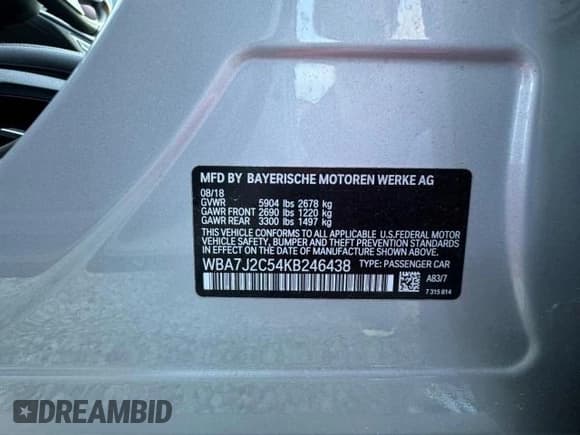 ✅ 2019 BMW 7 Series 740e xDrive • VIN: WBA7J2C54KB246438 • Lot: 41126974. Wystawiony na Copart z przebiegiem 32 986 mil. Bezpłatny archiwum sprzedaży aukcyjnych z USA i szczegółowy raport historii pojazdu na DreamBid. Zdjęcie 10.