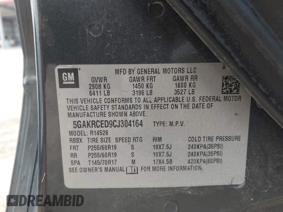 ✅ 2012 Buick Enclave Leather • VIN: 5GAKRCED9CJ304164 • Lot: 43003955. Wystawiony na IAAI z przebiegiem 191 528 mil. Bezpłatny archiwum sprzedaży aukcyjnych z USA i szczegółowy raport historii pojazdu na DreamBid. Zdjęcie 9.