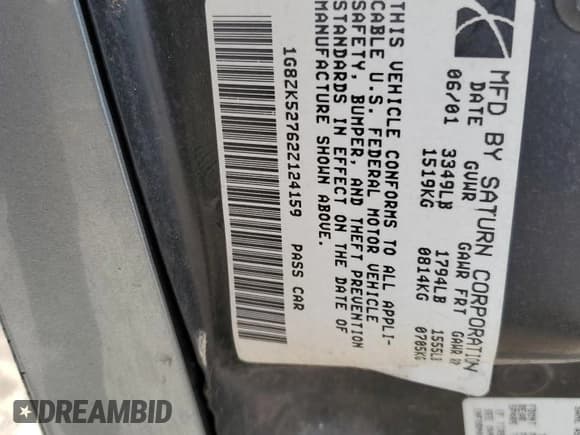 ✅ 2002 Saturn SL • VIN: 1G8ZK52762Z124159 • Лот: 70361145. Опубликован ранее на Copart с пробегом Не указан. Бесплатный доступ к архиву аукционных продаж из США и подробный отчёт об истории автомобиля на DreamBid. Изображение 12.